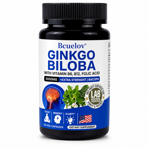 FocusPlex™ Ginkgo Biloba con Vitaminas B6, B12 y Ácido Fólico — 60 Cápsulas