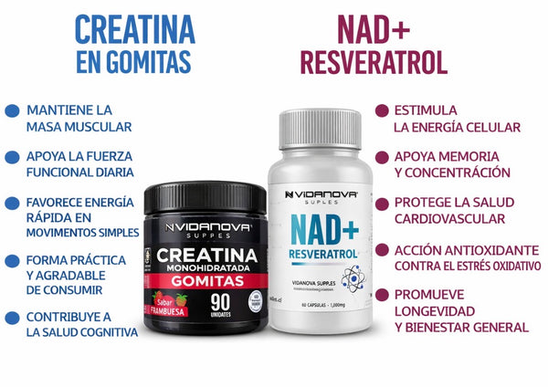 PowerPack™ Creatina Gomitas + NAD Cápsulas — Pack Rendimiento Total