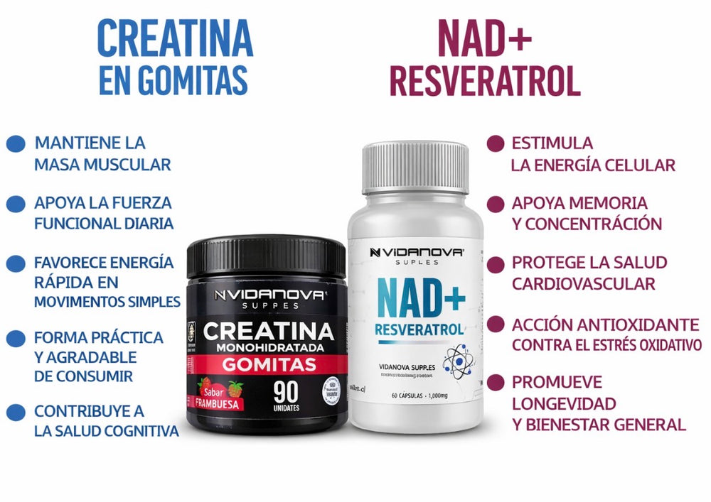 PowerPack™ Creatina Gomitas + NAD Cápsulas — Pack Rendimiento Total